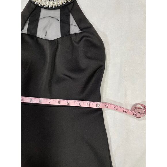 Speechless Black Rhinestone Collar Halter Bodycon Cocktail Dress Sz 3 - Picture 8 of 11